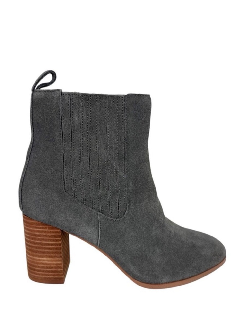 Violet & Red Meaghan Women's 7.5M Heeled Suede‎ Bootie Boots Gray NWOB
